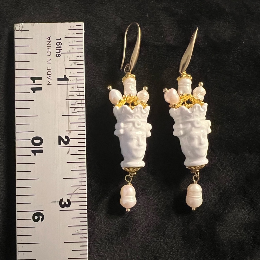 “Testa del Moro” (The Moor’s Head) earrings. Handmade in Italy. - Picture 2 of 4